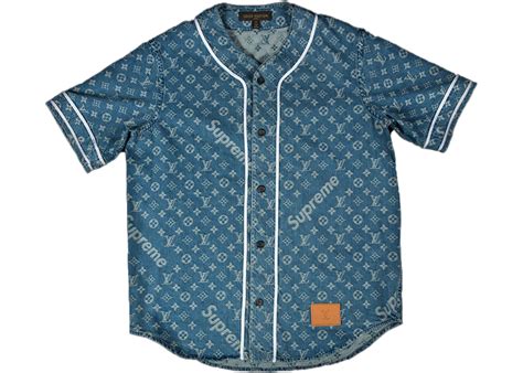 louis vuitton supreme baseball jersey blue